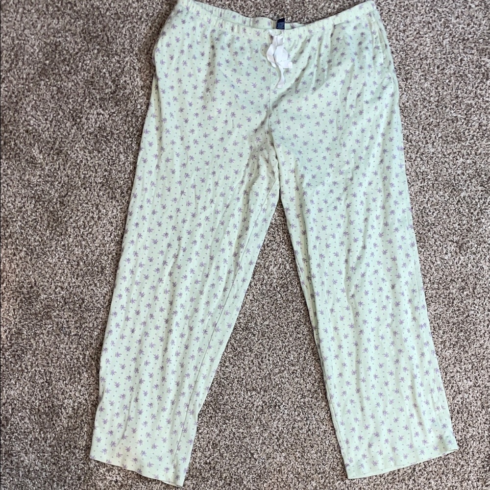 Light Green Floral Pajama Pants